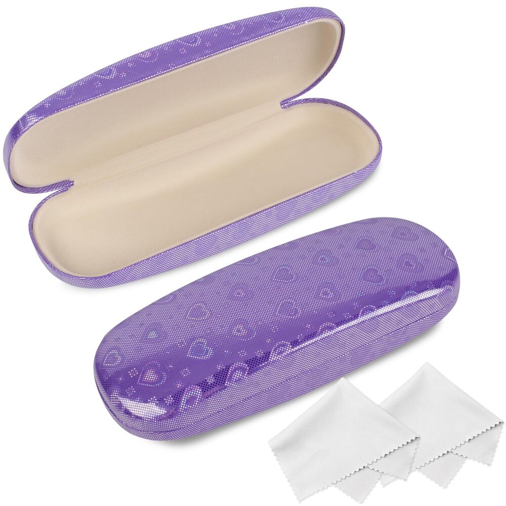 6188 Glasses Case, 2 Pack Eyeglass Case with Cleaning Cloth, Sparkling